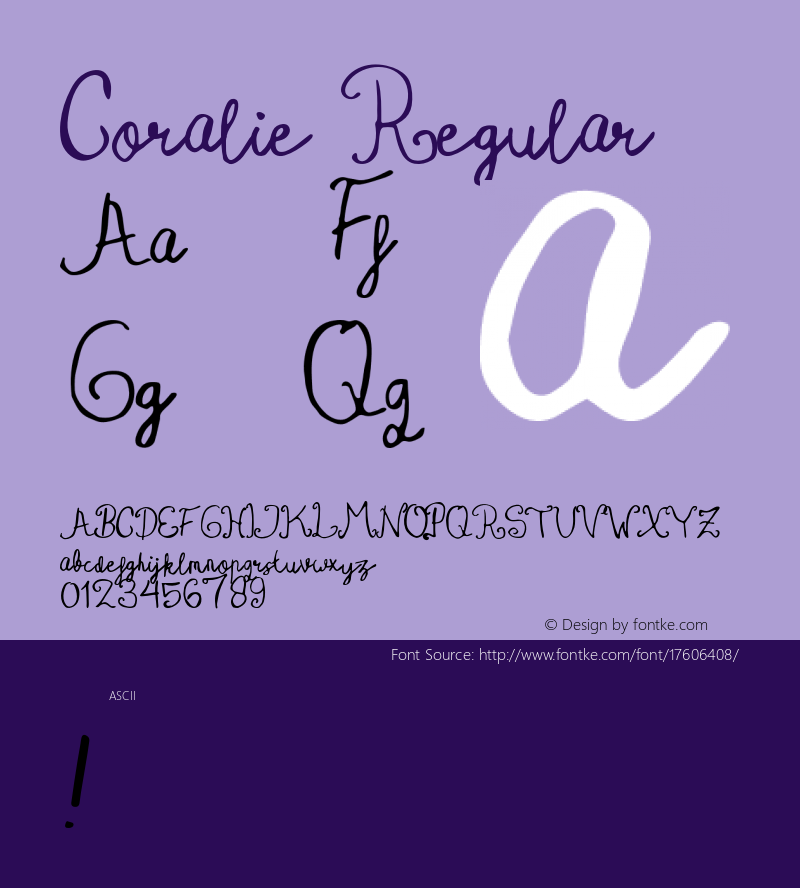 Coralie Regular 1.000 Font Sample