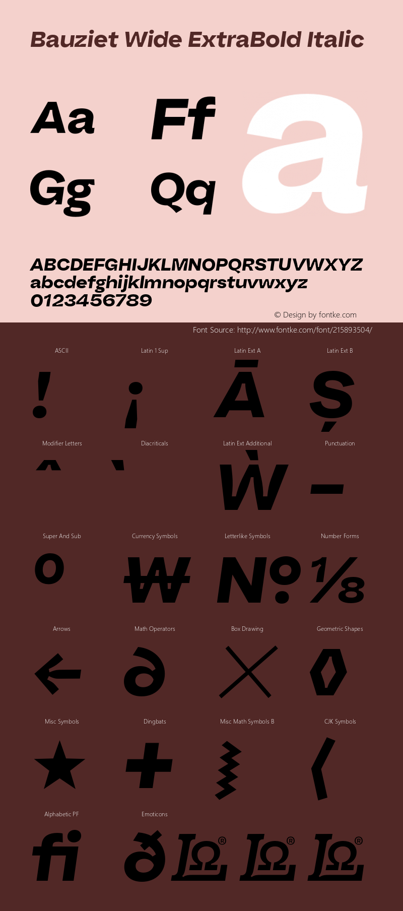 Bauziet Wide ExtraBold Italic Version 1.000;hotconv 1.0.109;makeotfexe 2.5.65596图片样张