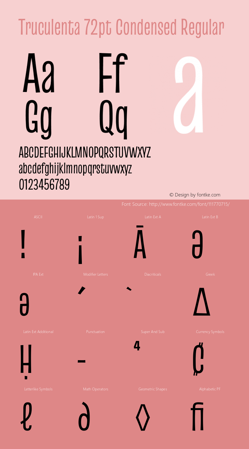 Truculenta 72pt Condensed Regular Version 1.002 Font Sample