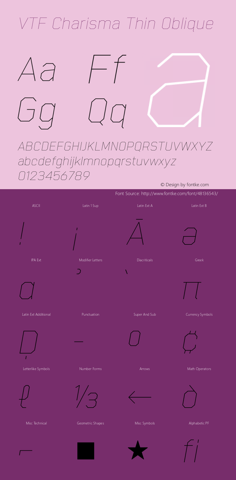 VTF Charisma Thin Oblique Version 1.000;hotconv 1.0.109;makeotfexe 2.5.65596 Font Sample