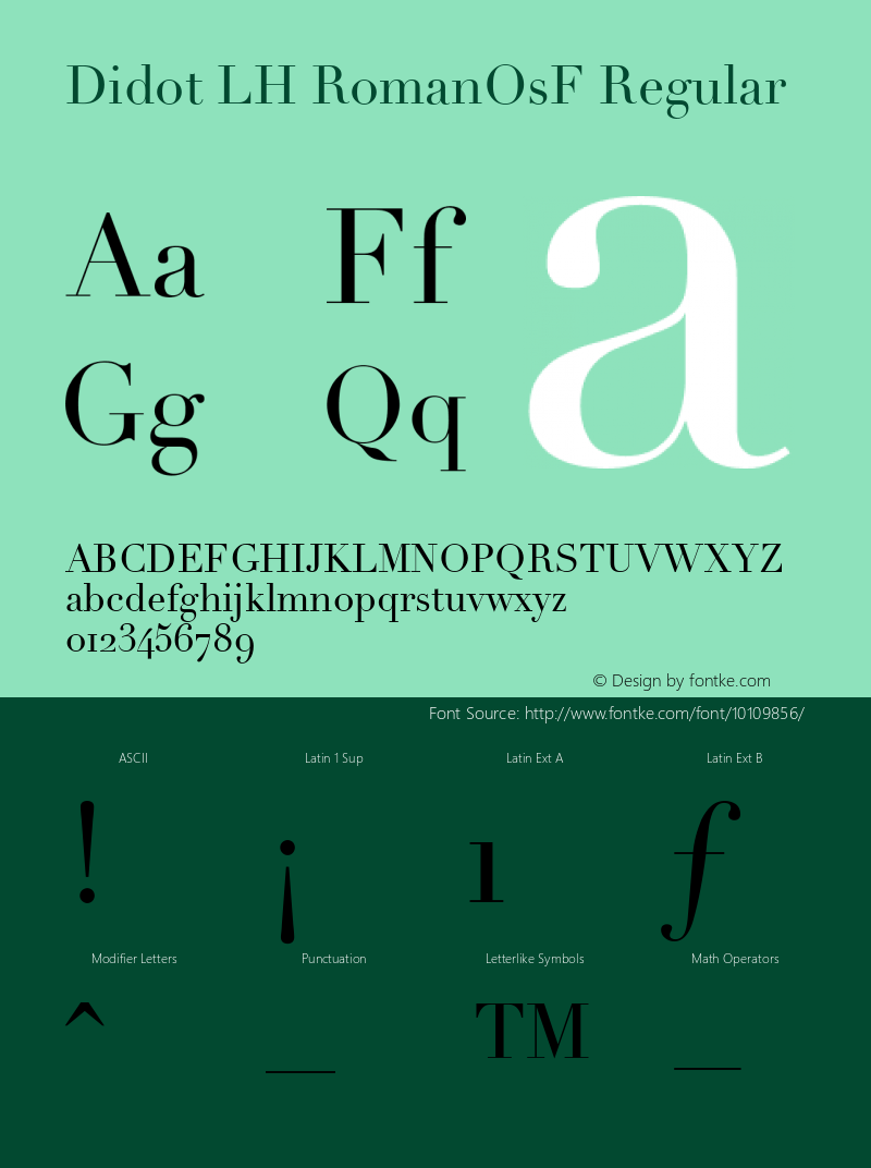 Didot LH RomanOsF Regular V.1.0 Font Sample