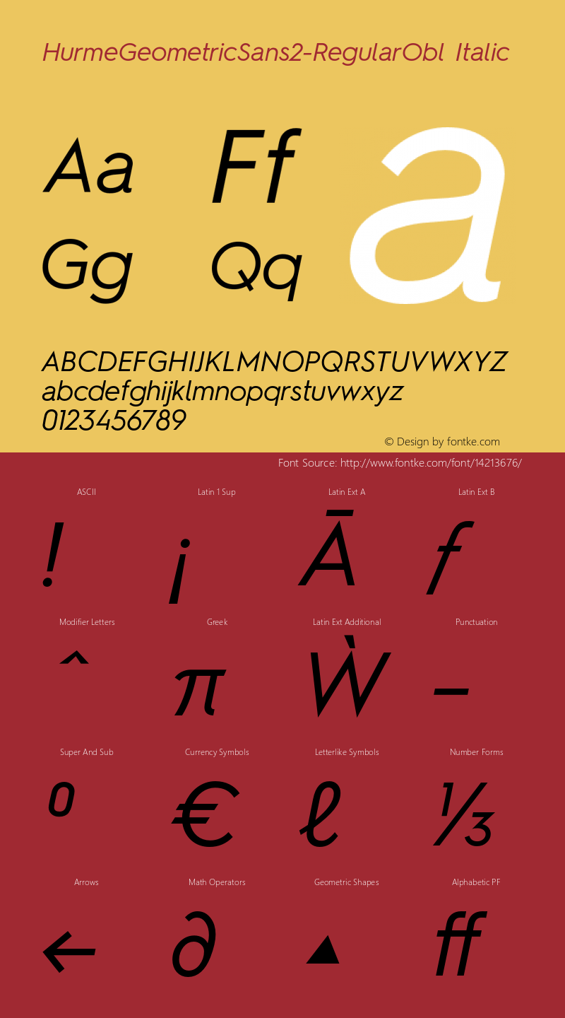 HurmeGeometricSans2-RegularObl Italic Version 1.001;PS 001.001;hotconv 1.0.56 Font Sample