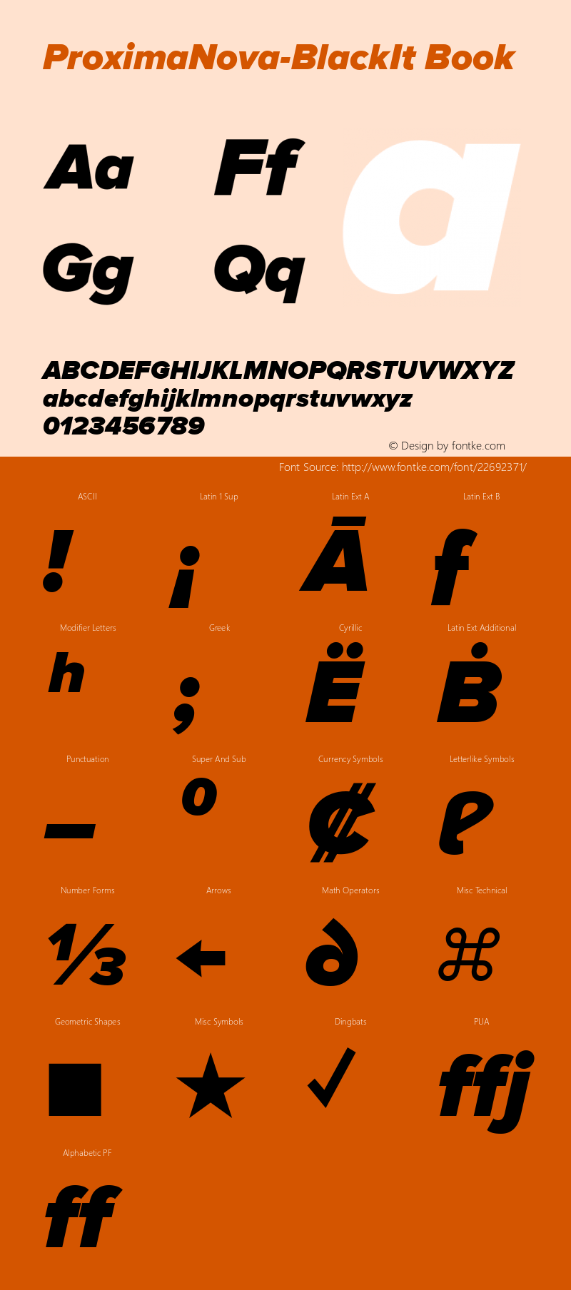 ProximaNova-BlackIt Version 1.000 Font Sample