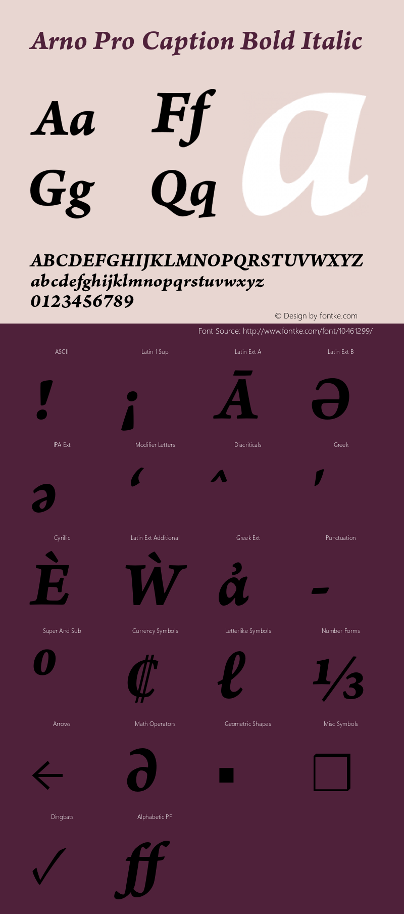 Arno Pro Caption Bold Italic Version 1.084;PS 1.005;hotconv 1.0.67;makeotf.lib2.5.33168 Font Sample