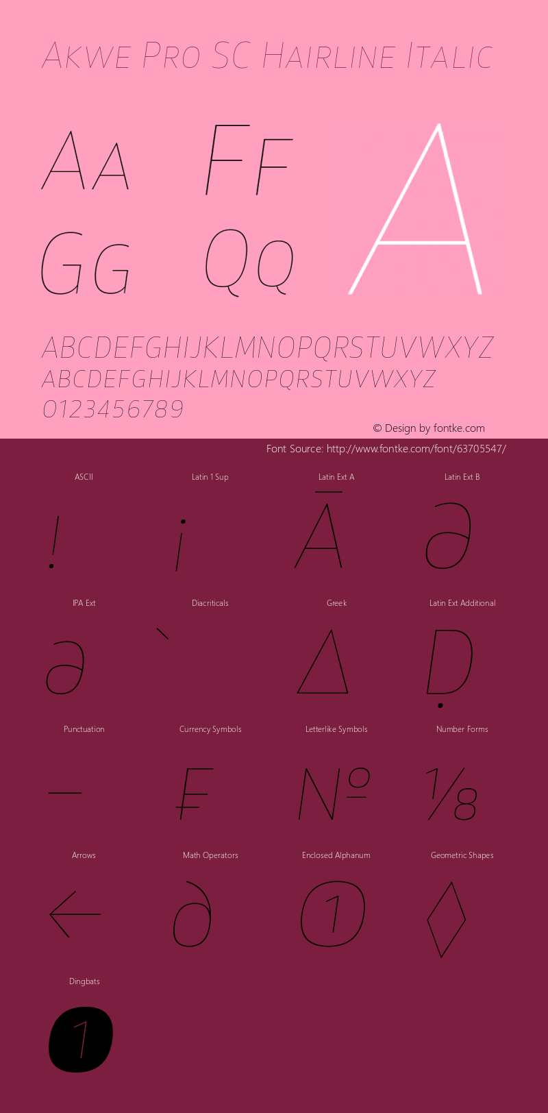 Akwe Pro SC Hairline Italic Version 1.000;PS 001.000;hotconv 1.0.88;makeotf.lib2.5.64775 Font Sample