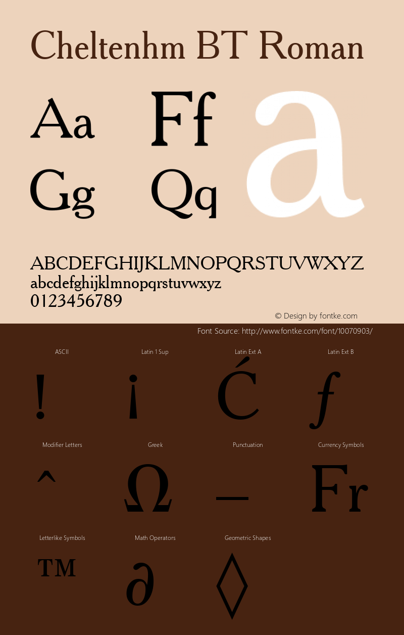 Cheltenhm BT Roman mfgpctt-v4.4 Nov 27 1998 Font Sample