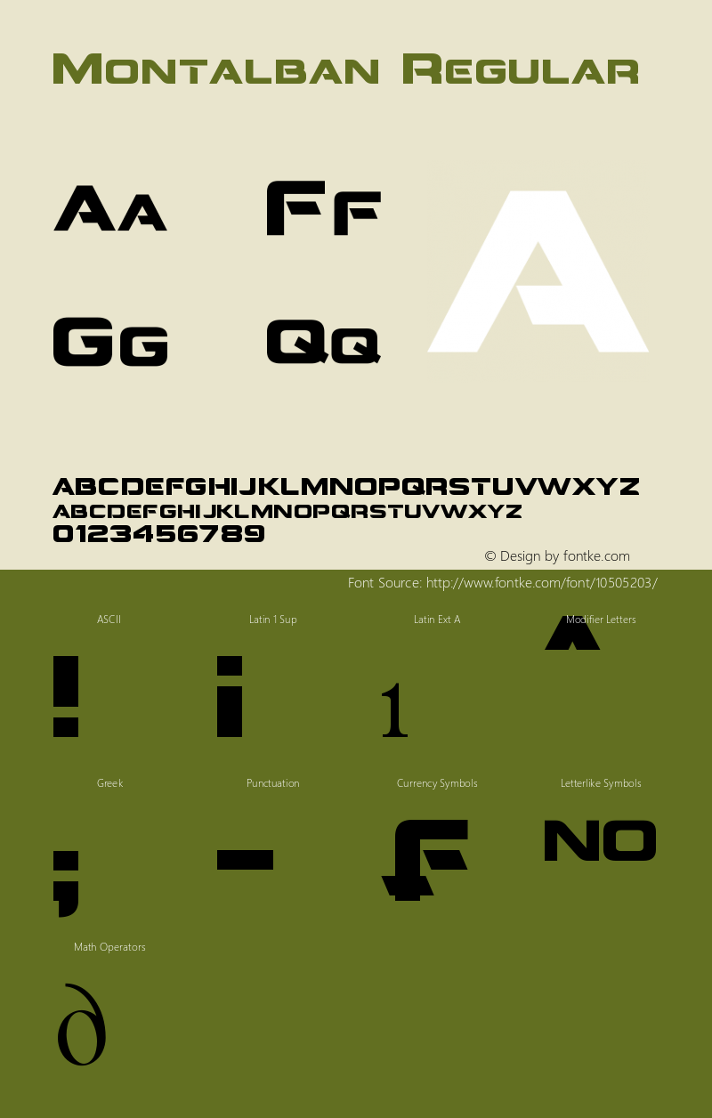 Montalban Regular Version 1.00 June 6, 2011, initial release Font Sample