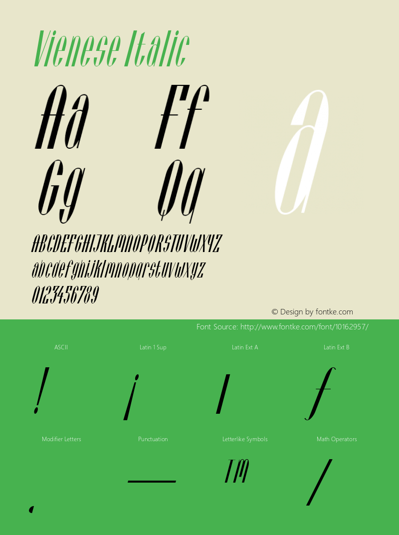 Vienese Italic Rev 001.000 Font Sample