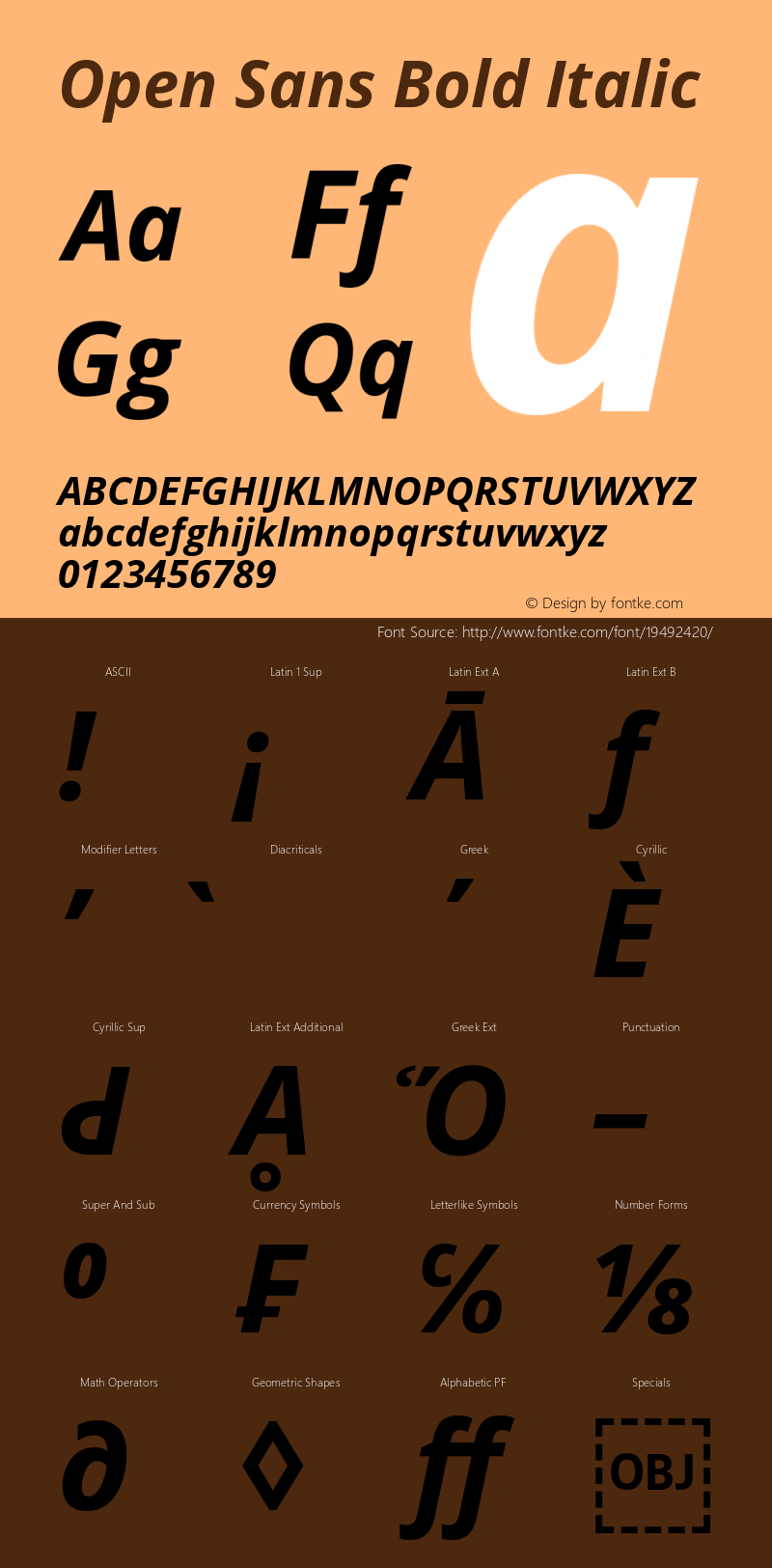 Open Sans Bold Italic Version 1.10 Font Sample