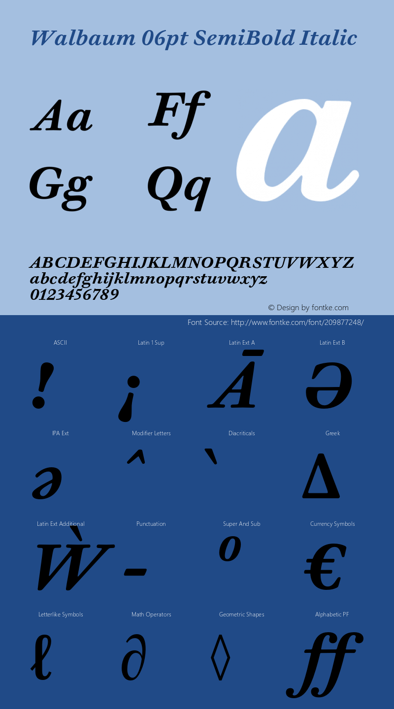 Walbaum 06pt SemiBold Italic Version 1.01, build 5, s3图片样张