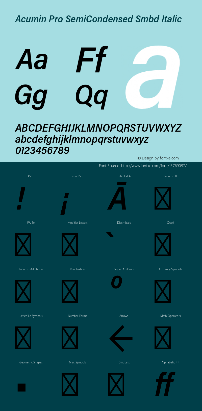 Acumin Pro SemiCondensed Smbd Italic Version 1.011;PS 1.0;hotconv 1.0.86;makeotf.lib2.5.63406 Font Sample