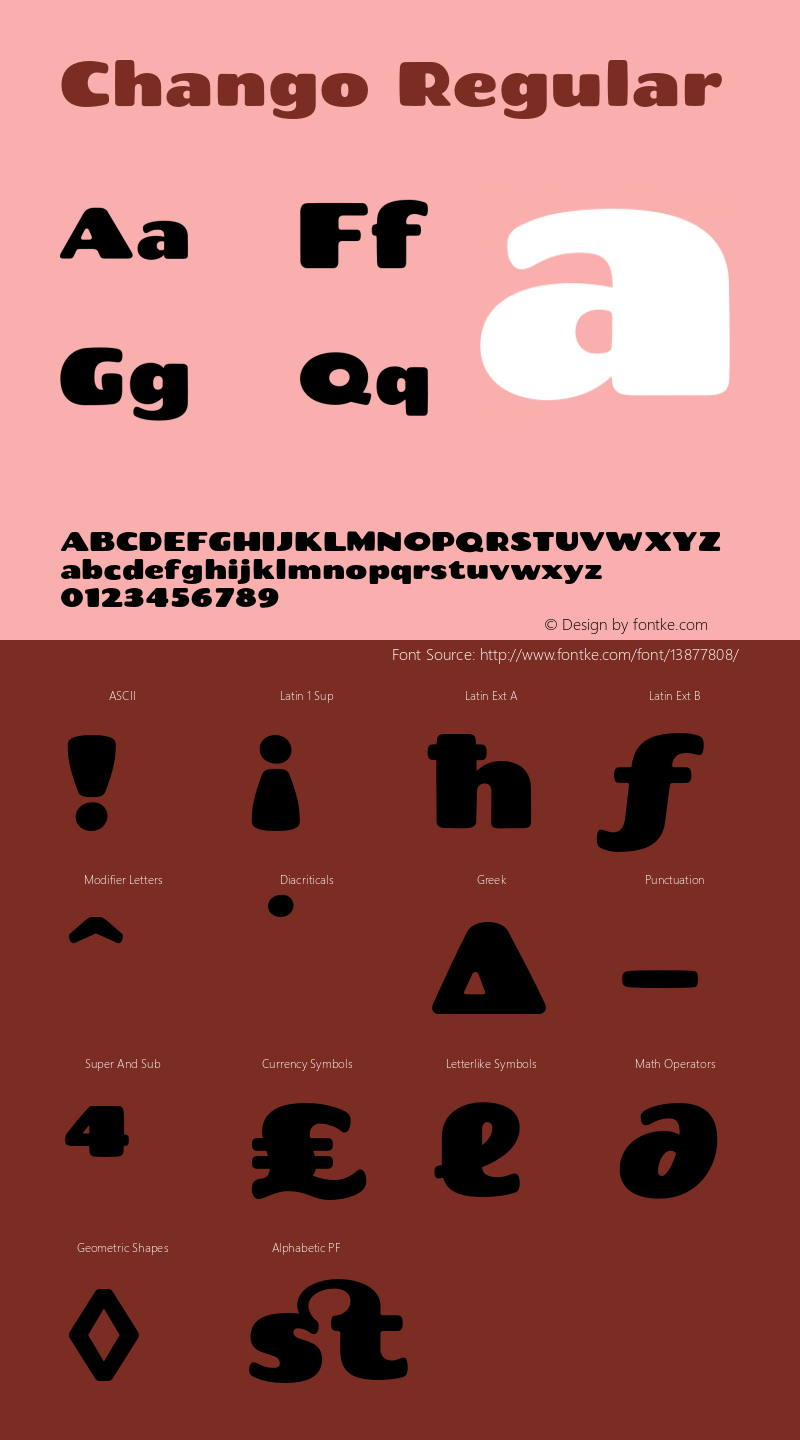 Chango Regular Version 1.001 Font Sample