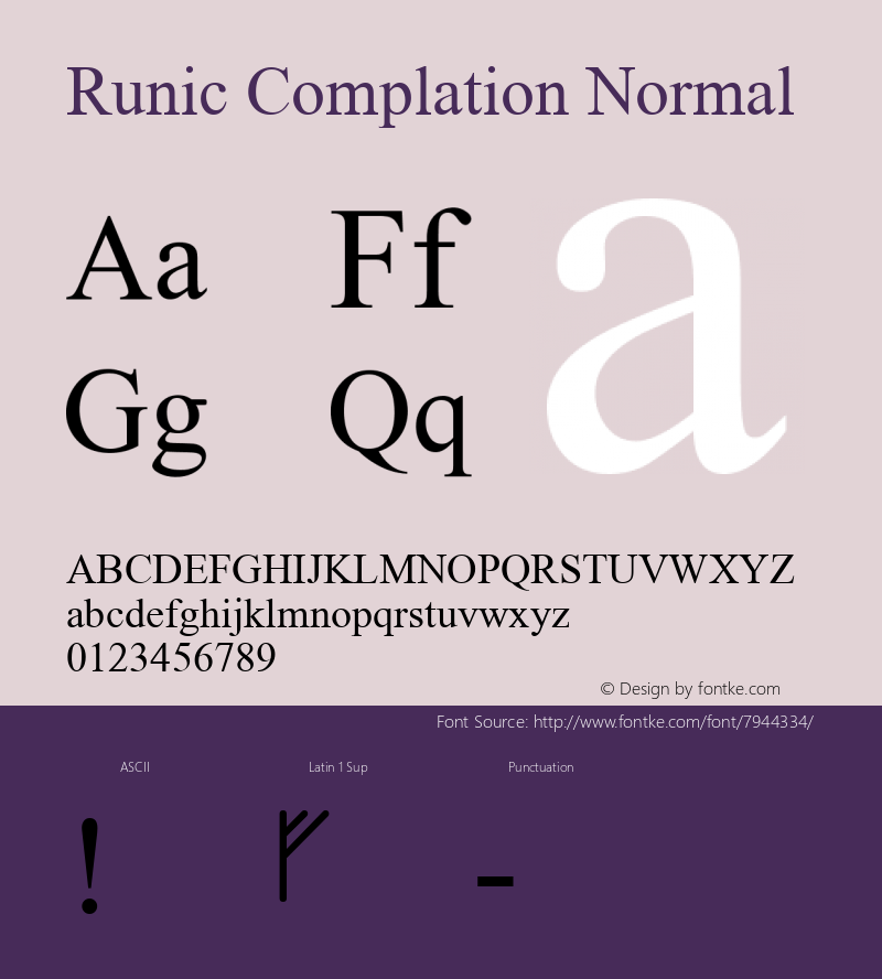 Runic Complation Normal Macromedia Fontographer 4.1 11/1/98 Font Sample