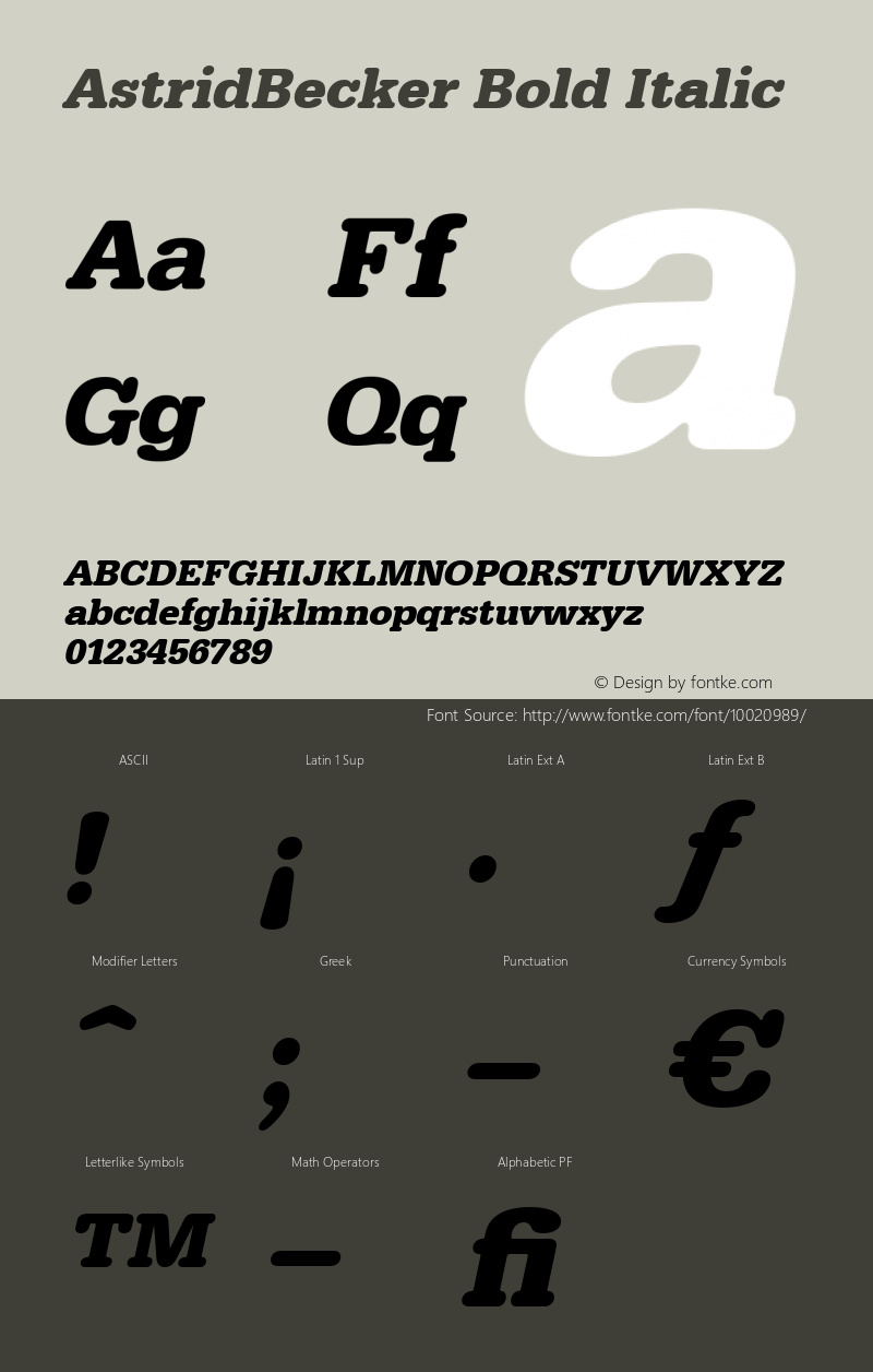 AstridBecker Bold Italic 001.000 Font Sample