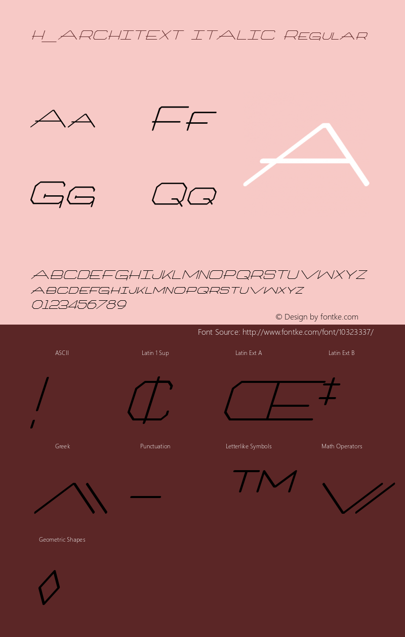 H_ARCHITEXT ITALIC Regular 1000 Font Sample