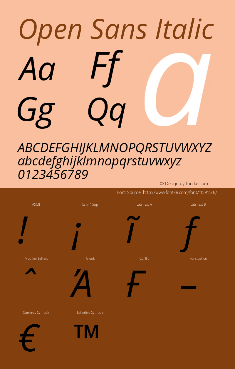 Open Sans Italic Version 1.10 Font Sample