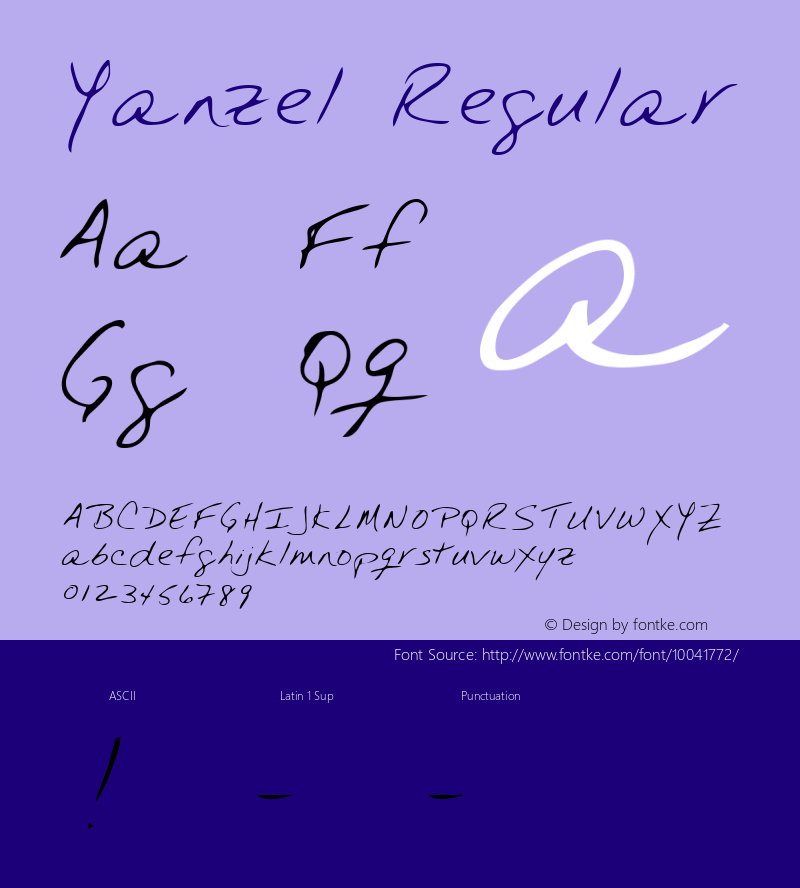 Yanzel Regular Altsys Metamorphosis:3/13/95 Font Sample