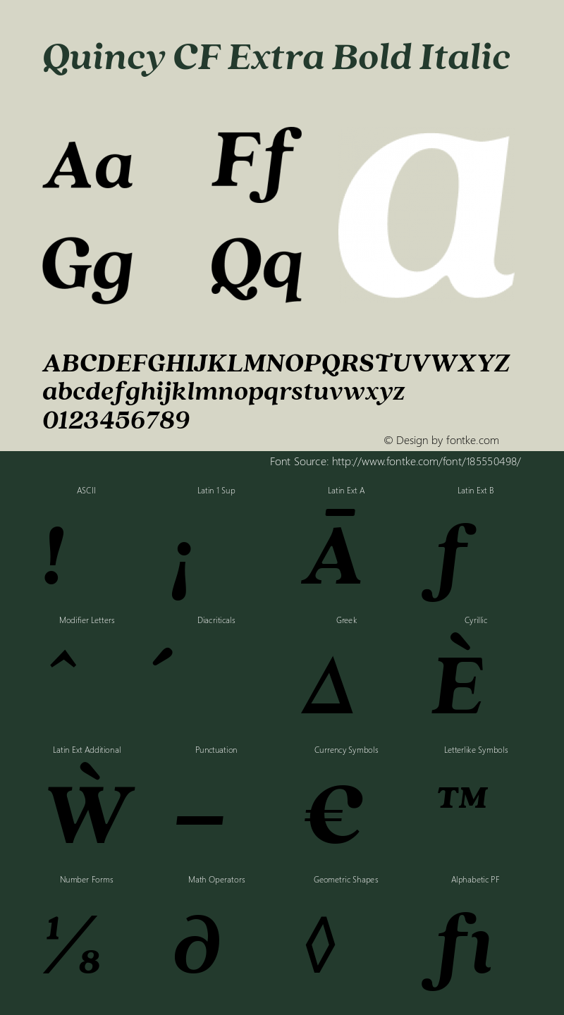 Quincy CF Extra Bold Italic 4.100图片样张