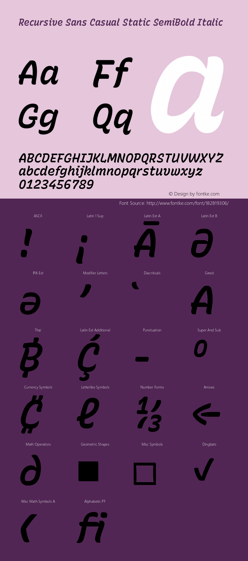 Recursive Sn Csl St SmB Italic Version 1.084;hotconv 1.0.112;makeotfexe 2.5.65598图片样张