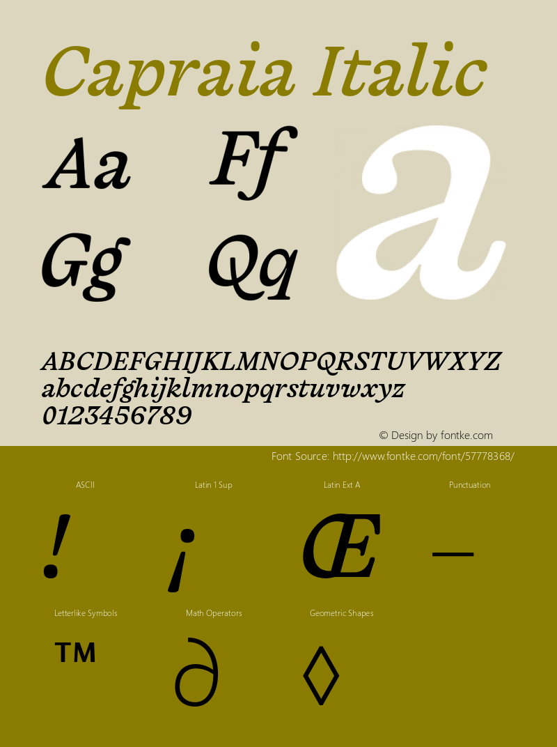 Capraia-Italic Version 1.000 Font Sample