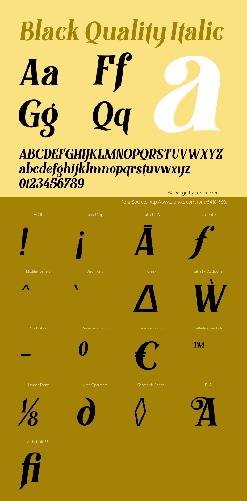 Black Quality Italic Version 1.001;hotconv 1.0.109;makeotfexe 2.5.65596 Font Sample