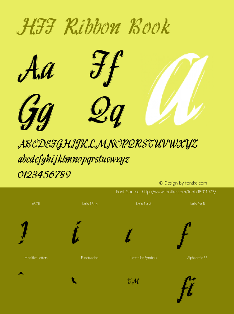 HFF Ribbon Book Version 1.000 Font Sample