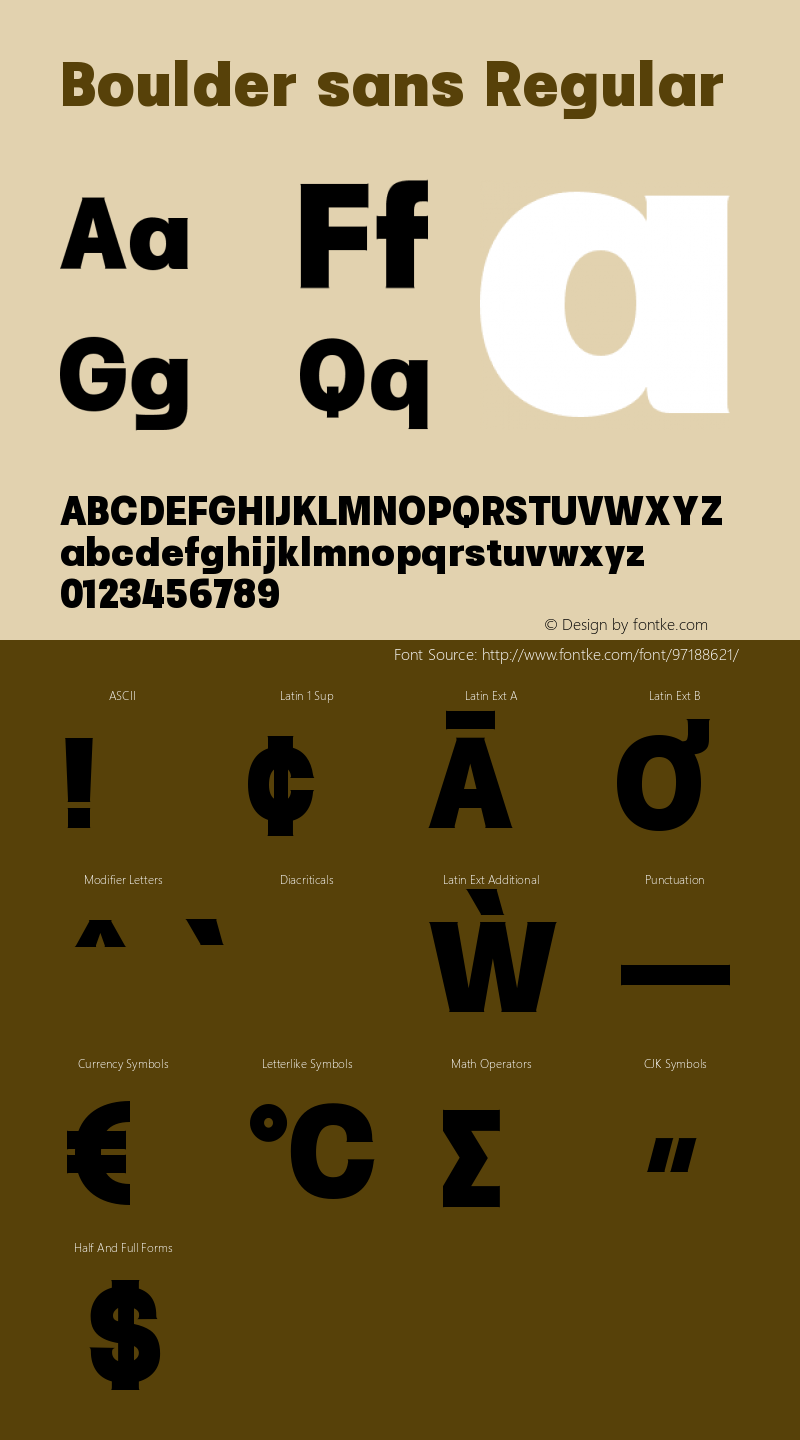 Boulder sans Version 1.000 Font Sample