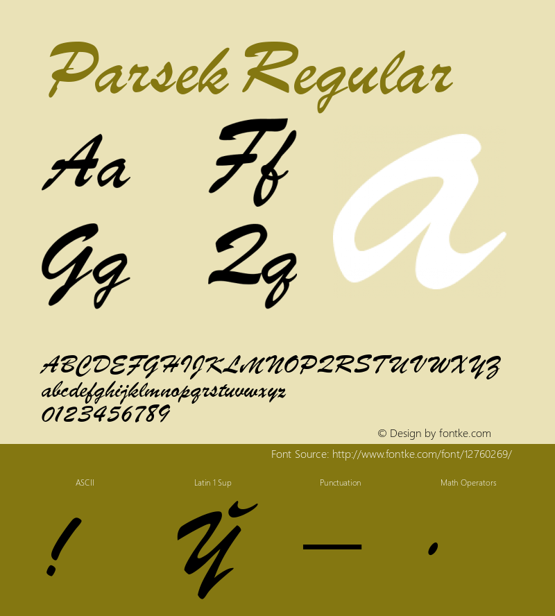 Parsek Regular Converted from h:\font\PARSEK.TF1 by ALLTYPE Font Sample