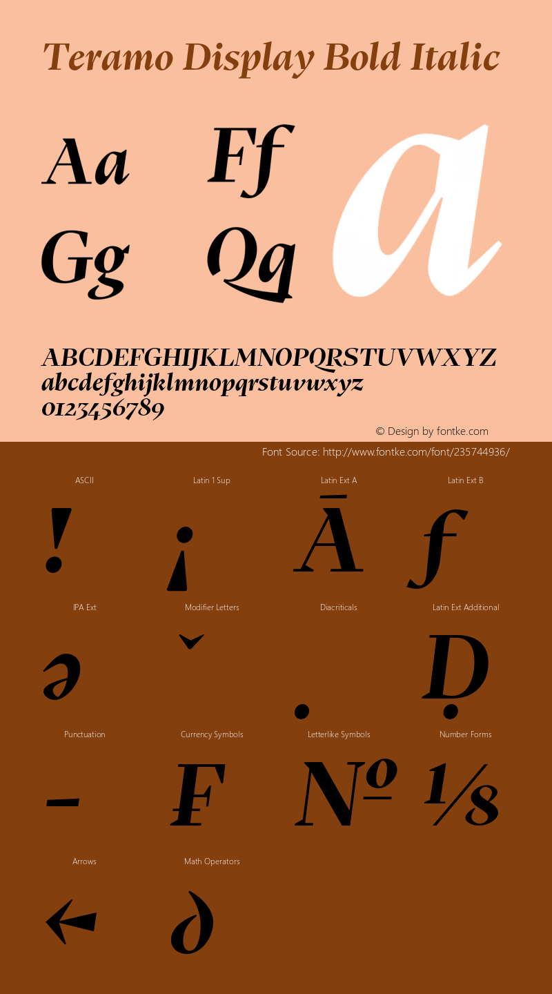 Teramo Display Bold Italic Version 1.100;FEAKit 1.0图片样张