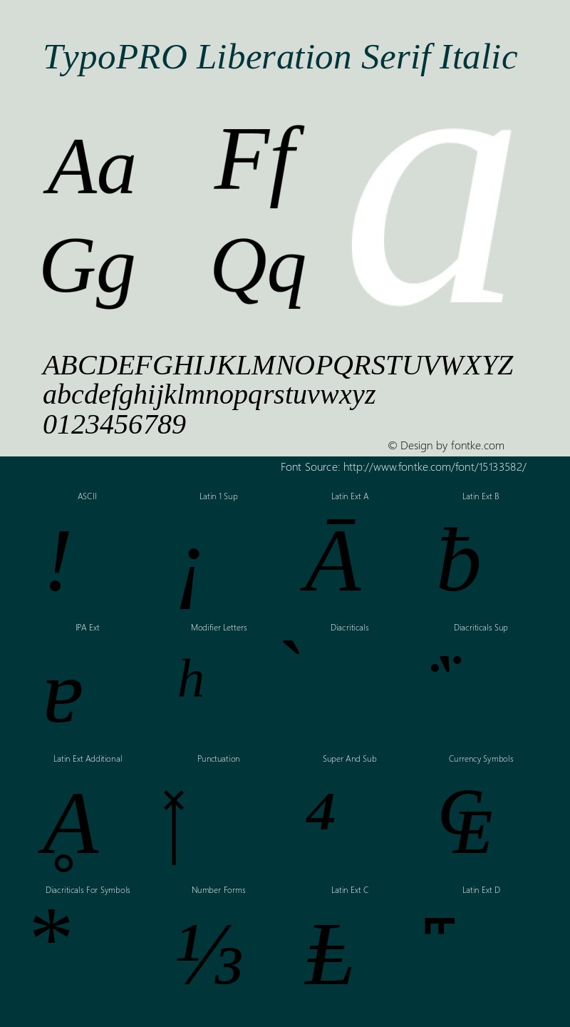 TypoPRO Liberation Serif Italic Version 2.00.1 Font Sample