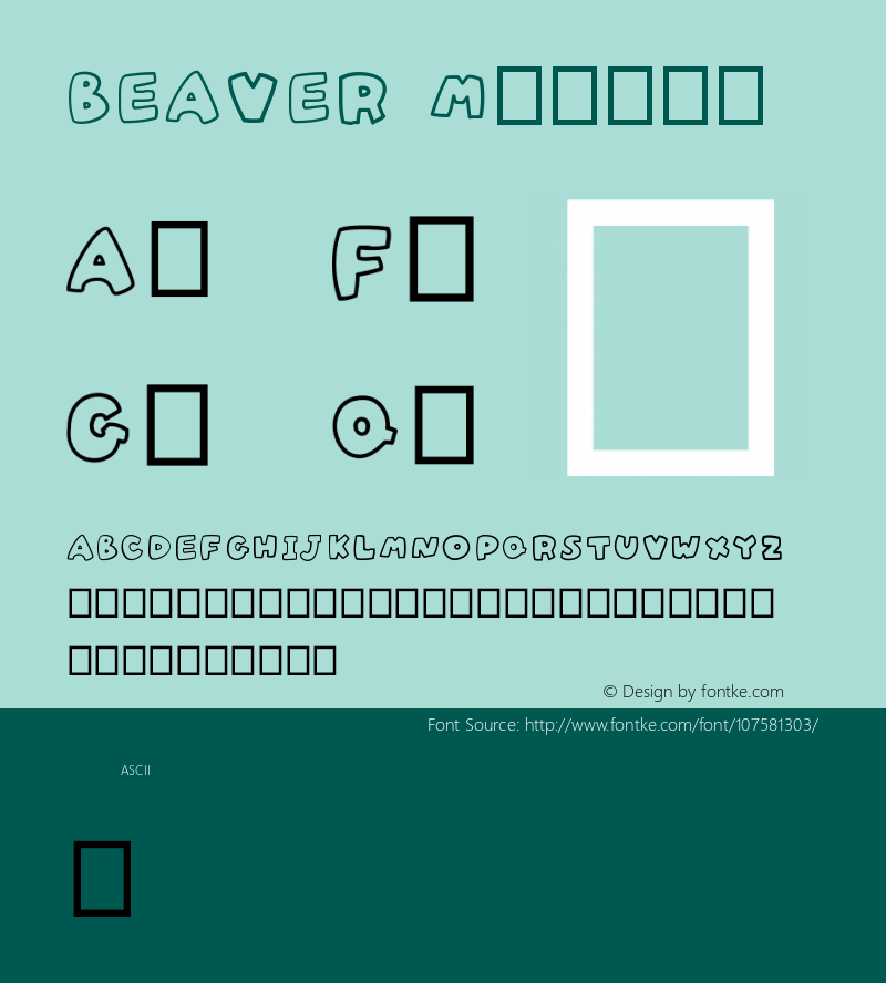 BEAVER Version 001.000 Font Sample