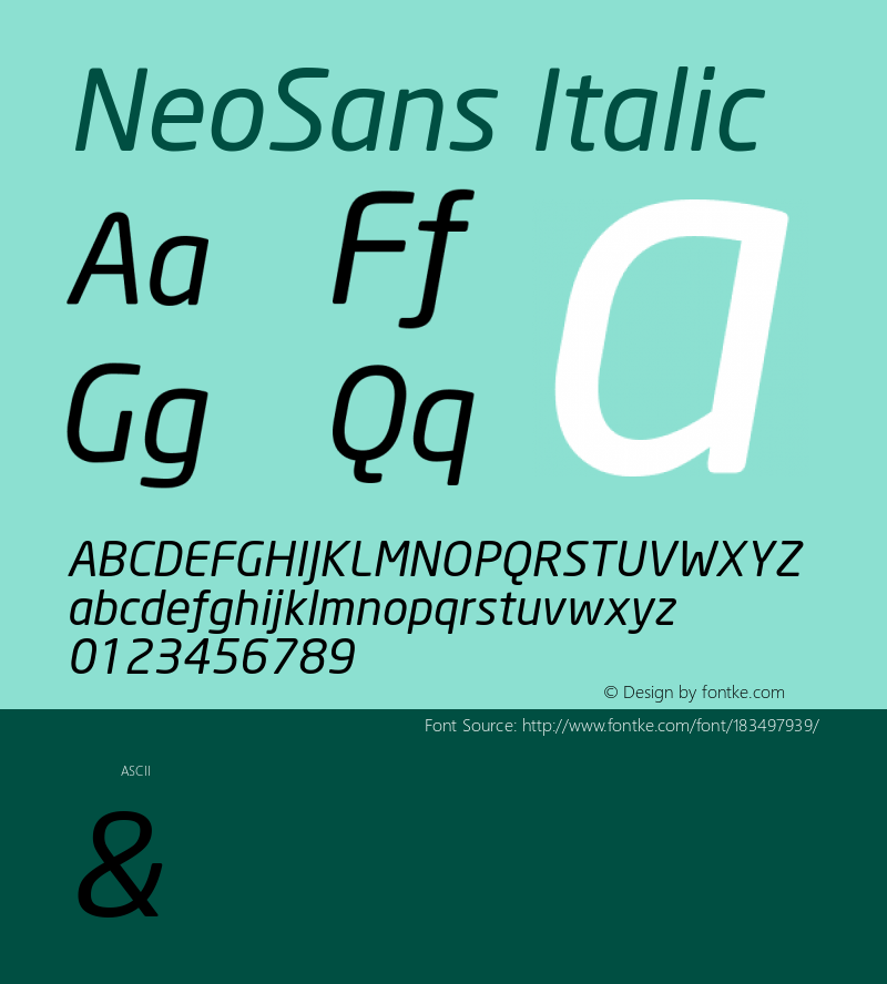 NeoSans Italic Version 1.000;PS 001.001;hotconv 1.0.38图片样张