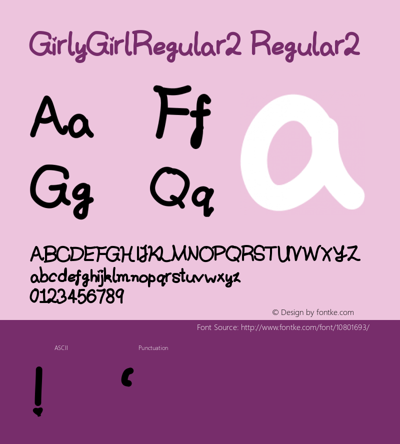 GirlyGirlRegular2 Regular2 Version 001.000 Font Sample