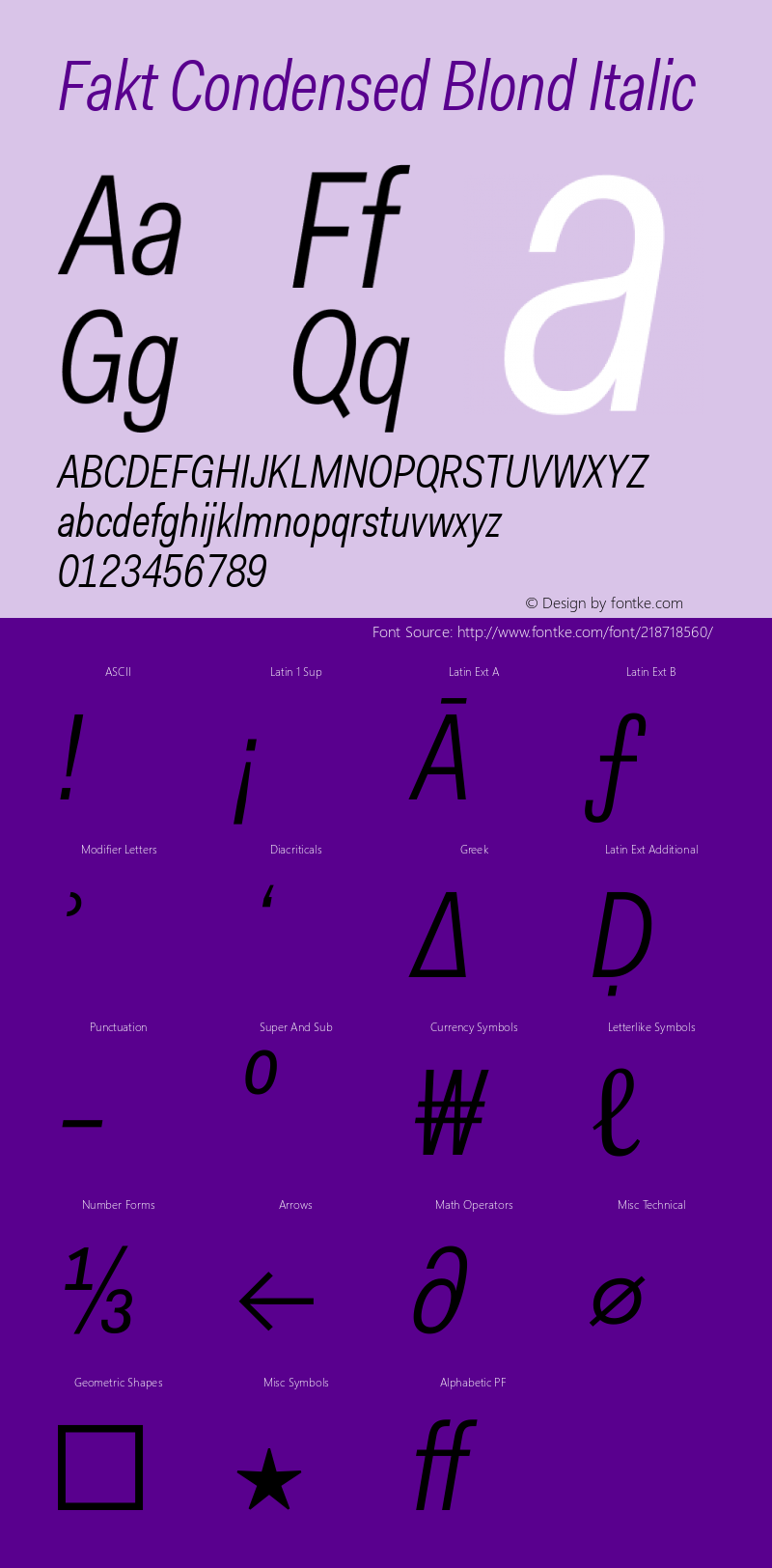 Fakt Condensed  Blond Italic Version 4.001; build 0006图片样张