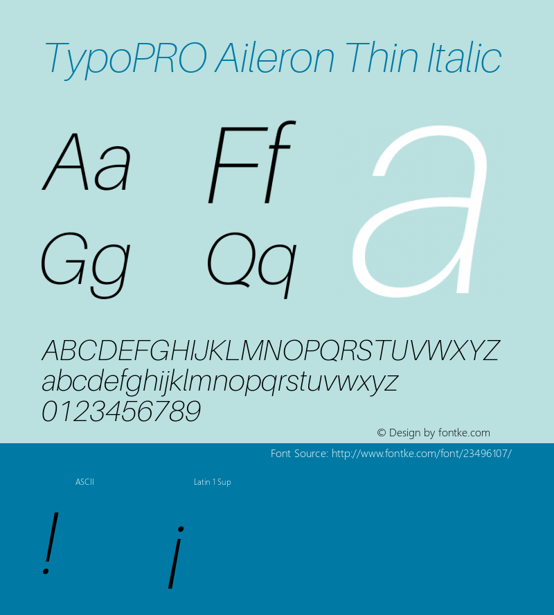 TypoPRO Aileron Thin Italic Version 1.102;PS 001.102;hotconv 1.0.70;makeotf.lib2.5.58329 Font Sample