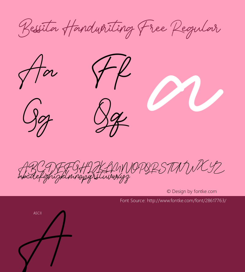 Bessita Handwriting Free Version 1.000 Font Sample