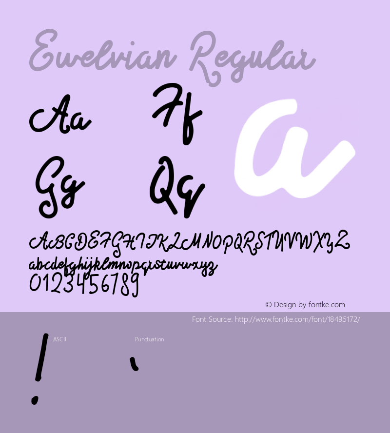 Ewelvian Regular Version 1.000 Font Sample