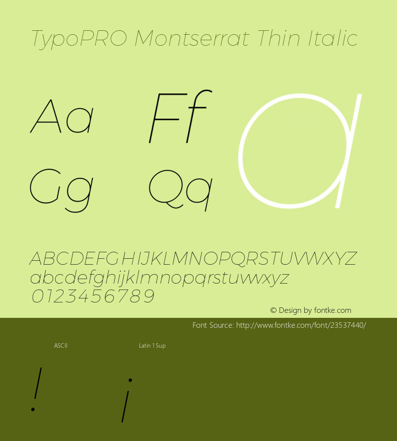 TypoPRO Montserrat Thin Italic Version 6.001 Font Sample