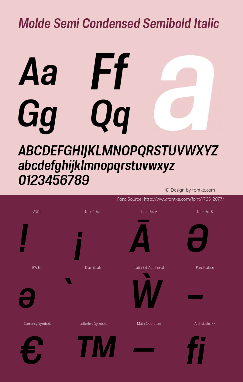 Molde Semi Condensed Semibold Italic 1.000图片样张