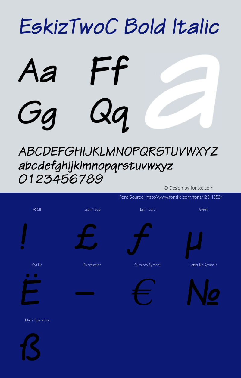 EskizTwoC Bold Italic OTF 1.0;PS 001.000;Core 116;AOCW 1.0 161 Font Sample