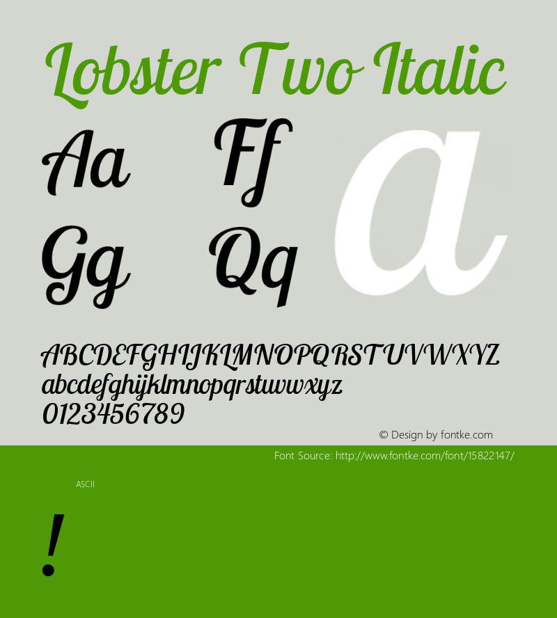 Lobster Two Italic Version 1.006; ttfautohint (v1.4.1) Font Sample