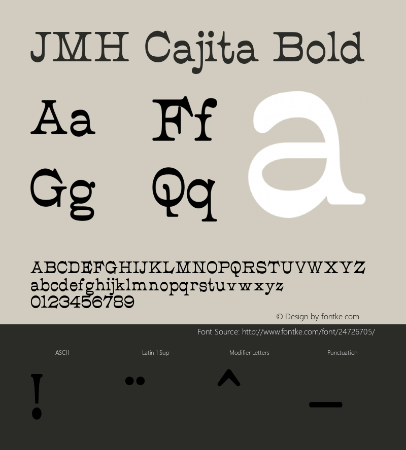 JMHCajita-Bold Version 1.003 Font Sample