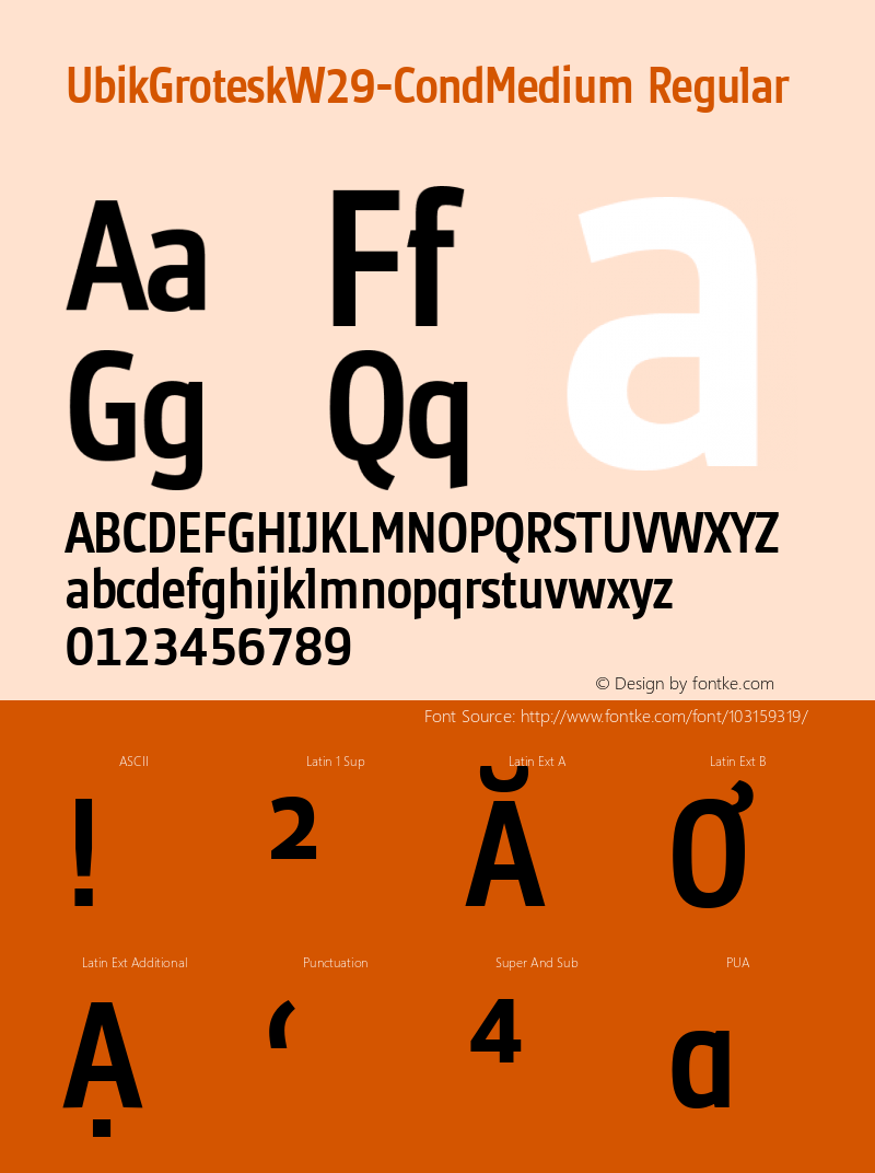 Ubik Grotesk W29 Cond Medium Version 2.00 Font Sample