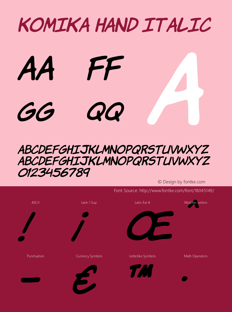 Komika Hand Italic 2.0 Font Sample