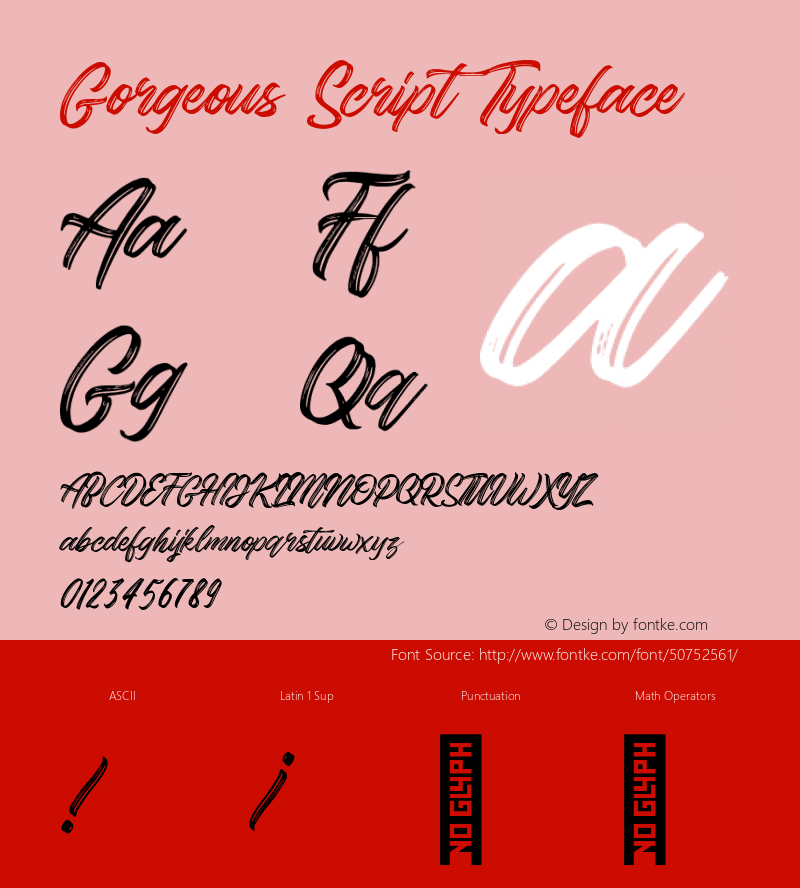 Gorgeous Personal Use Only Version 1.000 Font Sample
