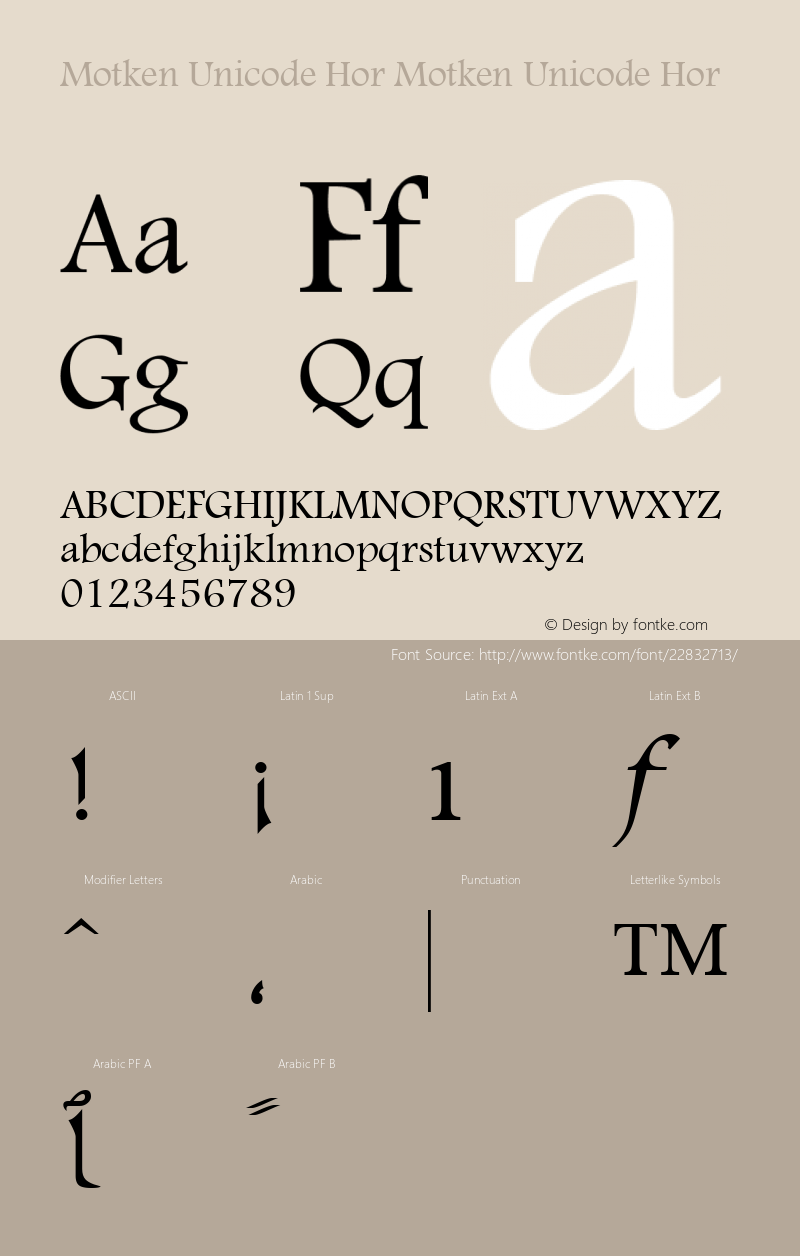 Motken Unicode Hor Motken Unicode Hor Font Sample