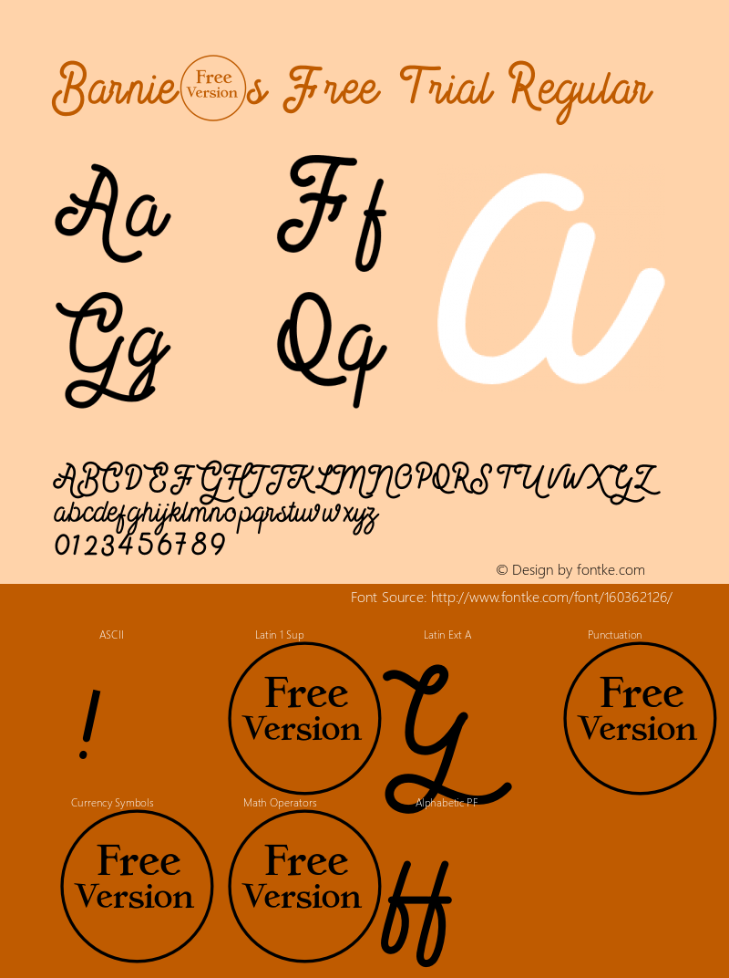 Barnie's Free Trial Version 1.00;November 18, 2020;FontCreator 13.0.0.2683 64-bit Font Sample