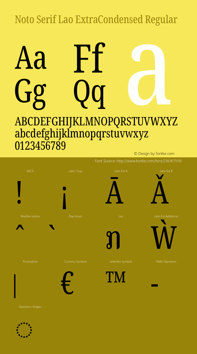 Noto Serif Lao ExtraCondensed Regular Version 2.002图片样张