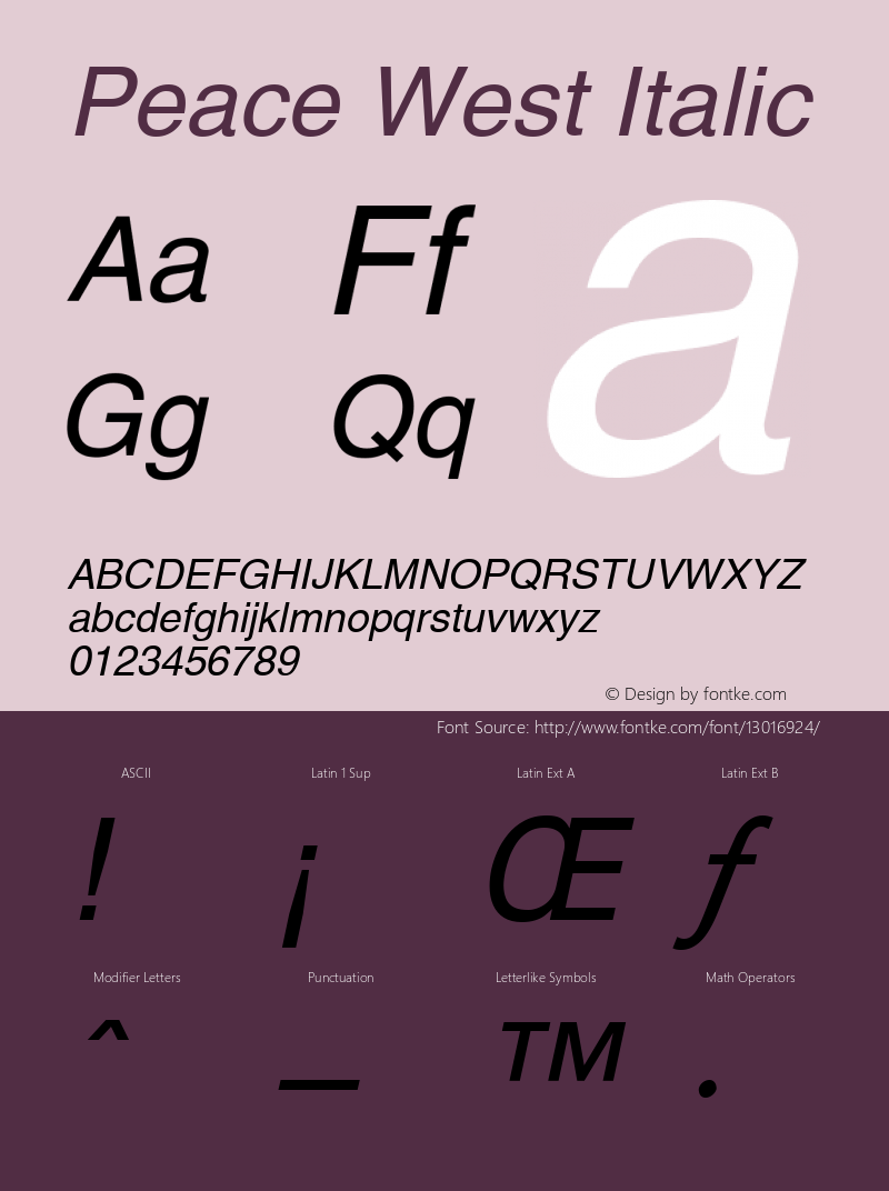 Peace West Italic 10.041 Font Sample