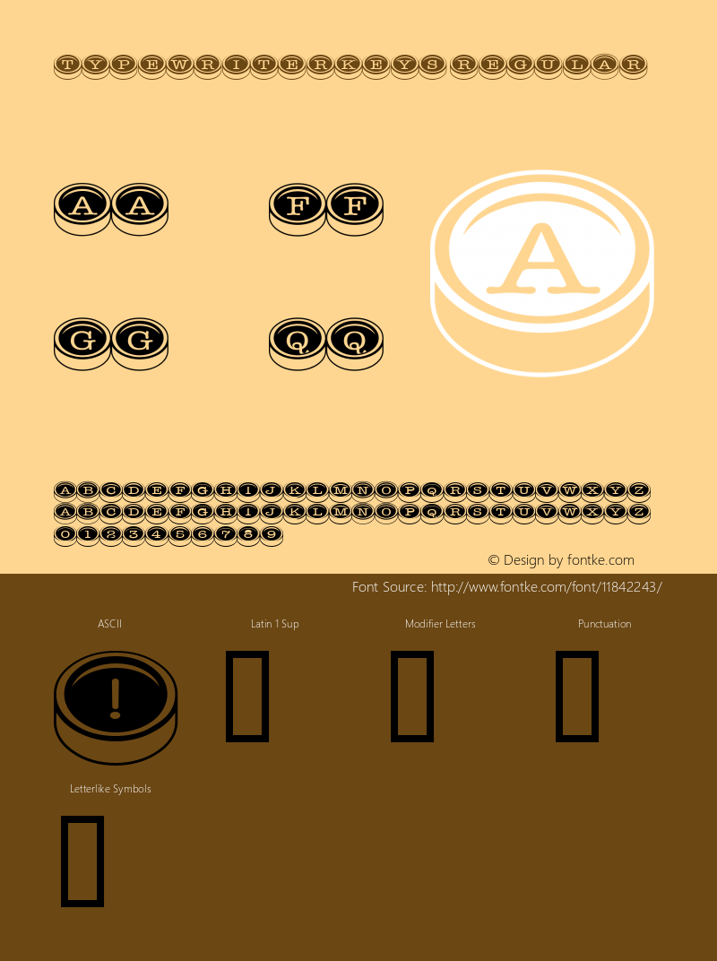 TypewriterKeys Regular Macromedia Fontographer 4.1.5 11/3/01 Font Sample